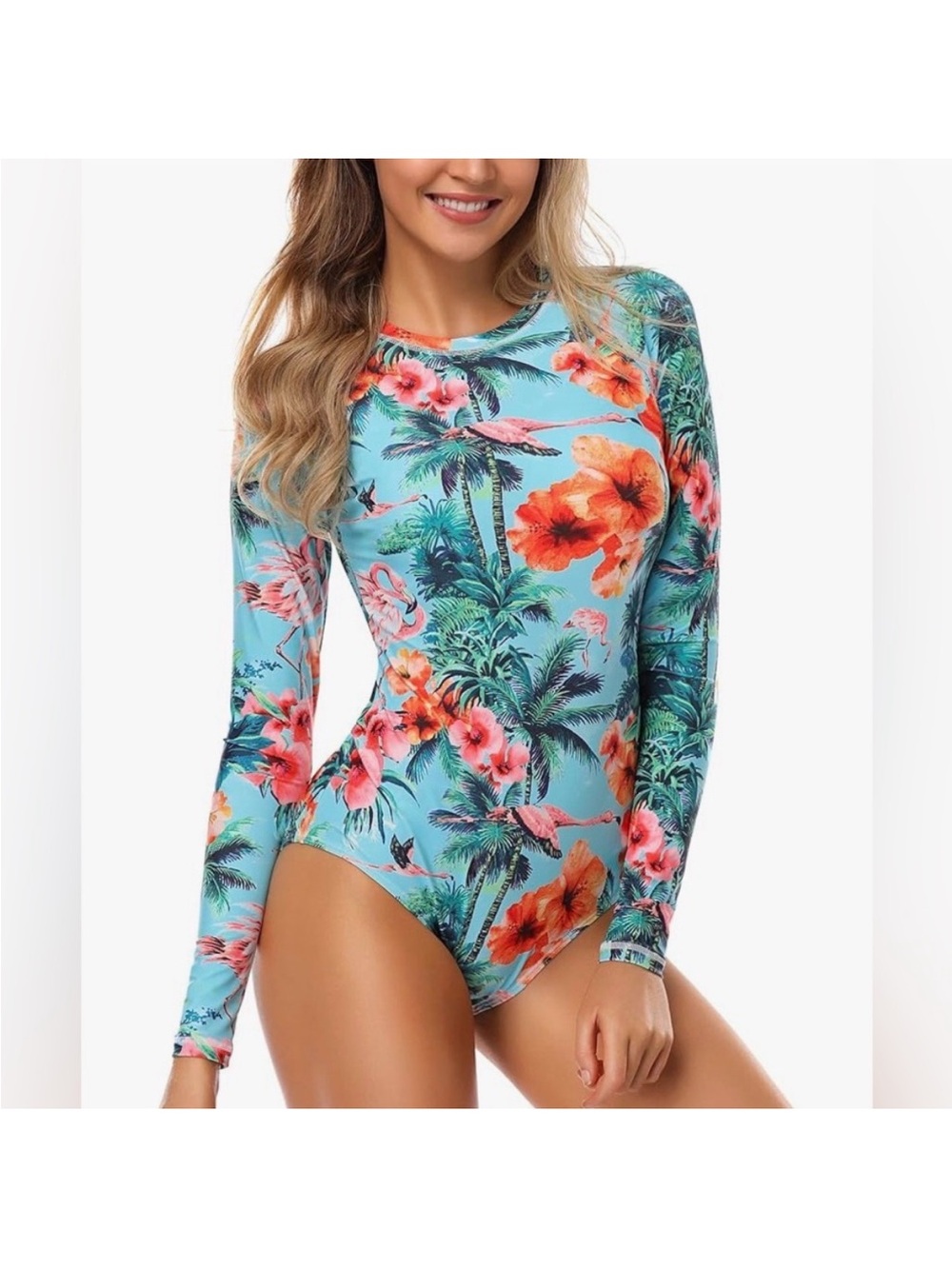 Axesea Long Sleeve One Piece
Back Zip Rash Guard Surf
Swimsuit UPC 50 Sz 6